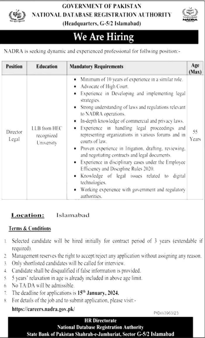 NADRA Jobs 2024