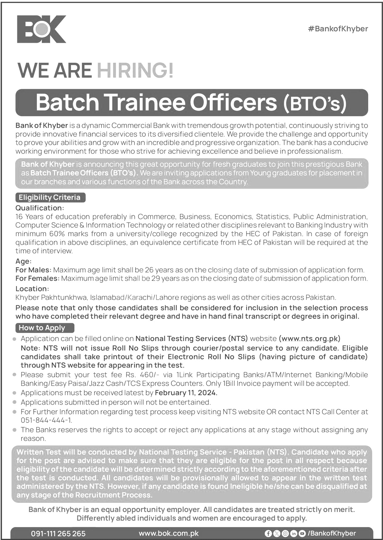 Bank Of Khyber Jobs 2024