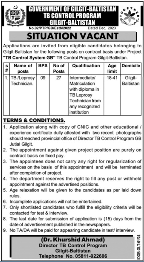 Provincial TB Control Program Jobs 2024