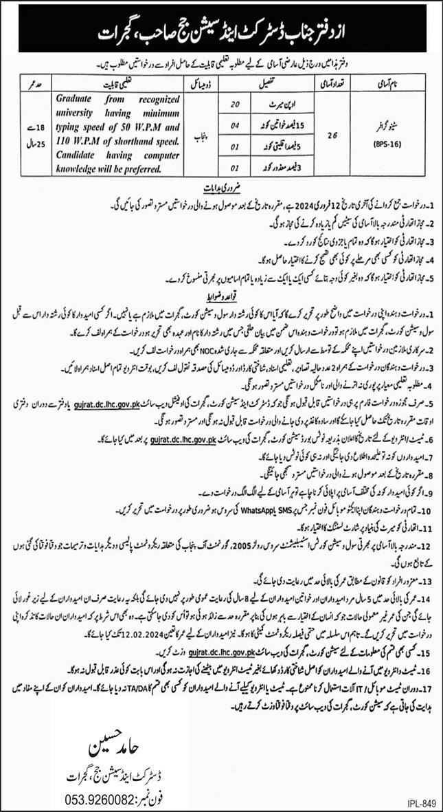 District & Session Court Jobs 2024