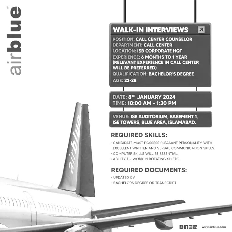 Airblue Jobs 2024