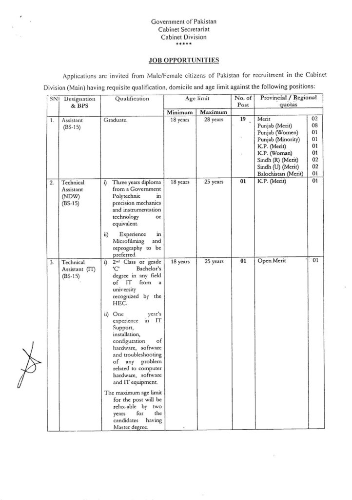 Cabinet Division Jobs 2024