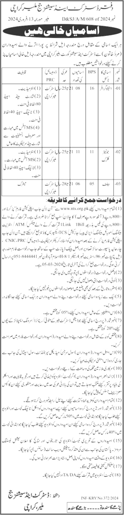 District and Session Courts Jobs 2024