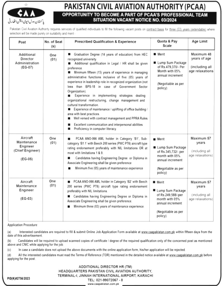 Pakistan Civil Aviation Authority Jobs 2024