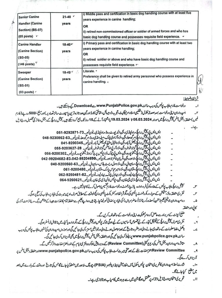 Punjab Police Jobs 2024