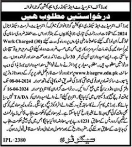 BISE Gujranwala Jobs 2024