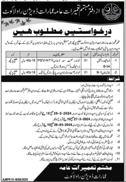 Communication & Works Department Jobs 2024