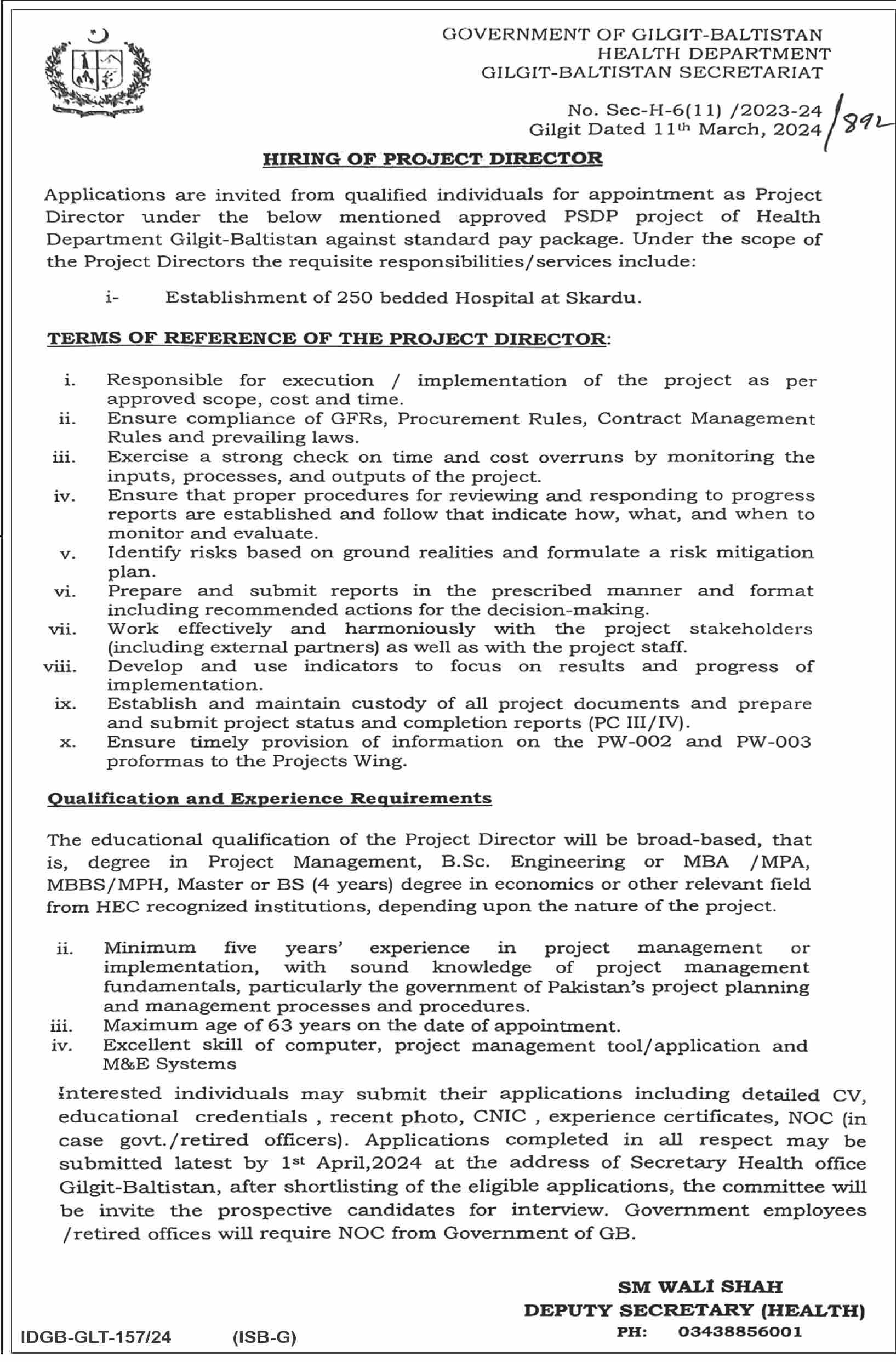 Health Department Gilgit Baltistan Jobs 2024