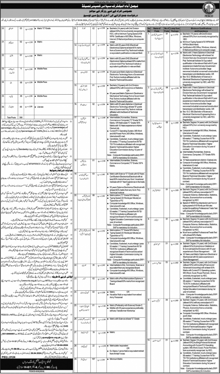 Faisalabad Electric Supply Company Jobs 2024