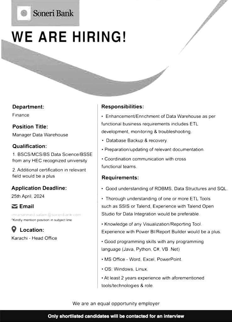 Soneri Bank Jobs 2024