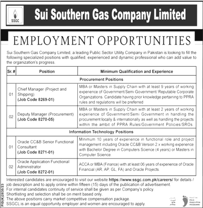 Sui Southern Gas Company Jobs 2024