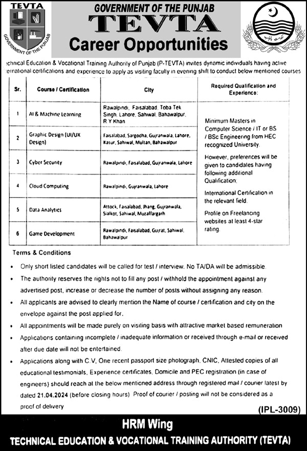 Technical Education & Vocational Training Authority Jobs 2024