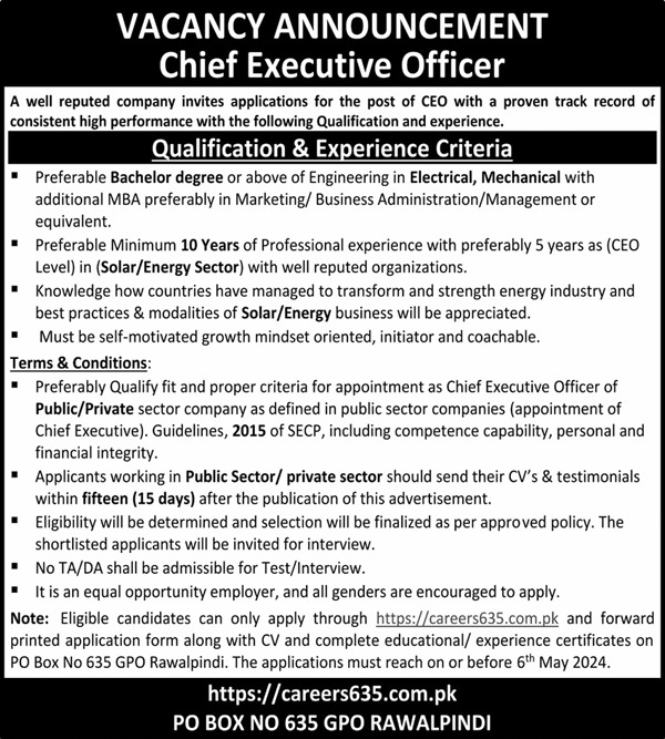 Chief Executive Officer Jobs 2024