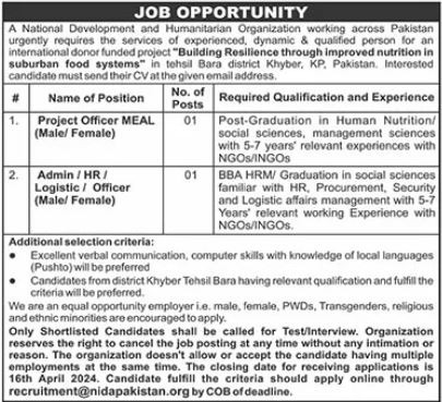 National Integrated Development Association Jobs 2024