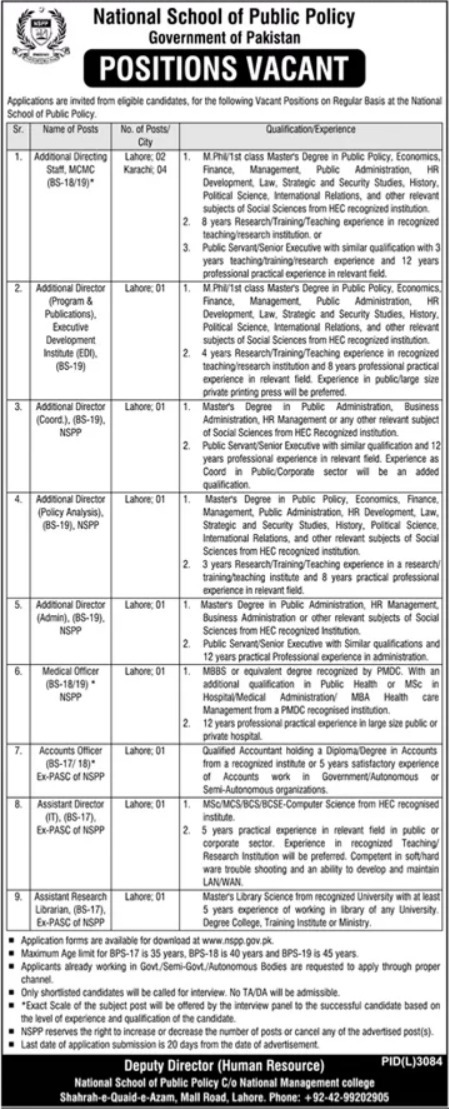 National School Of Public Policy Jobs 2024