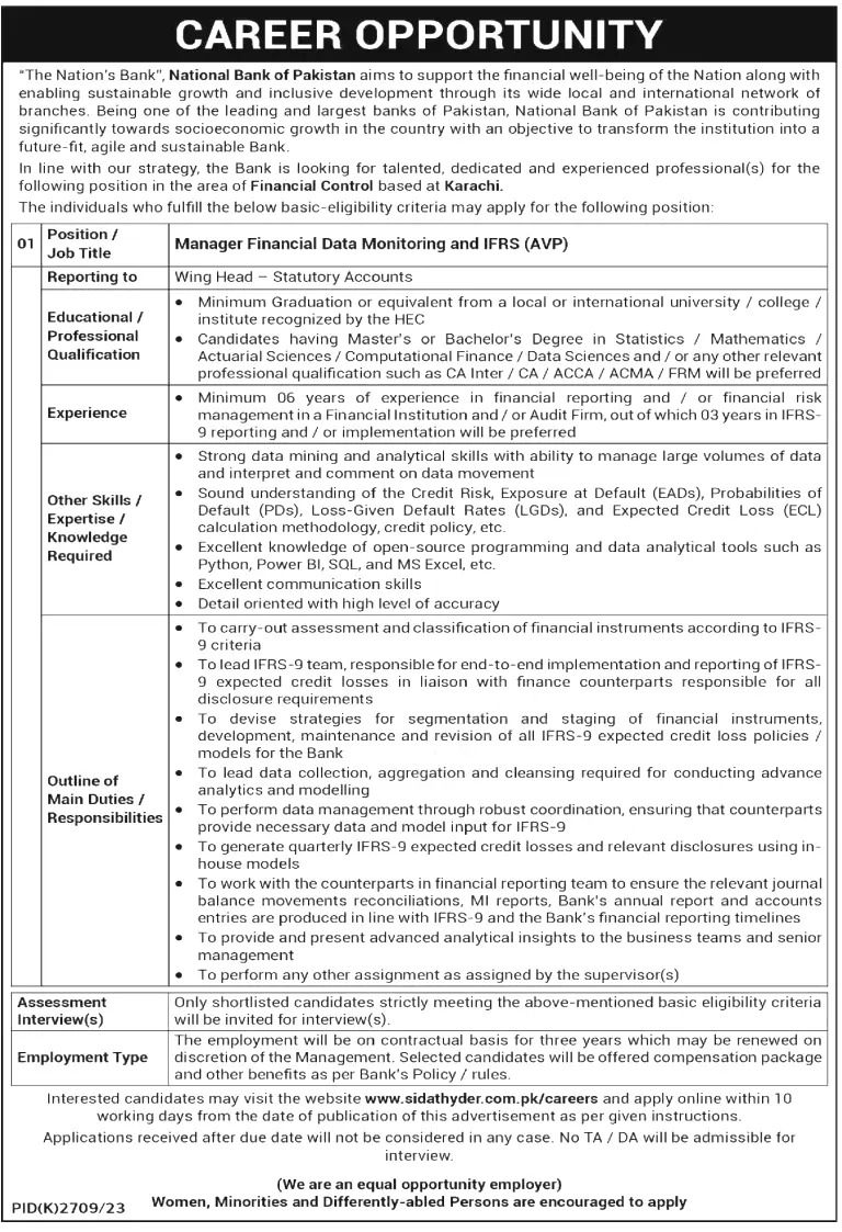 National Bank of Pakistan Jobs 2024