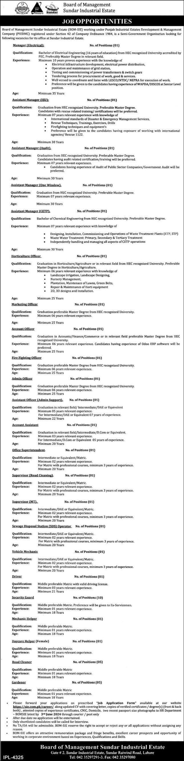 Board Of Management Sundar Industrial Estate Jobs 2024