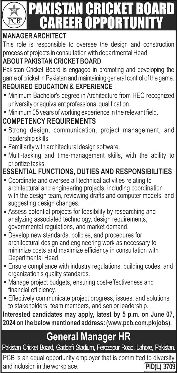 Pakistan Cricket Board Jobs 2024