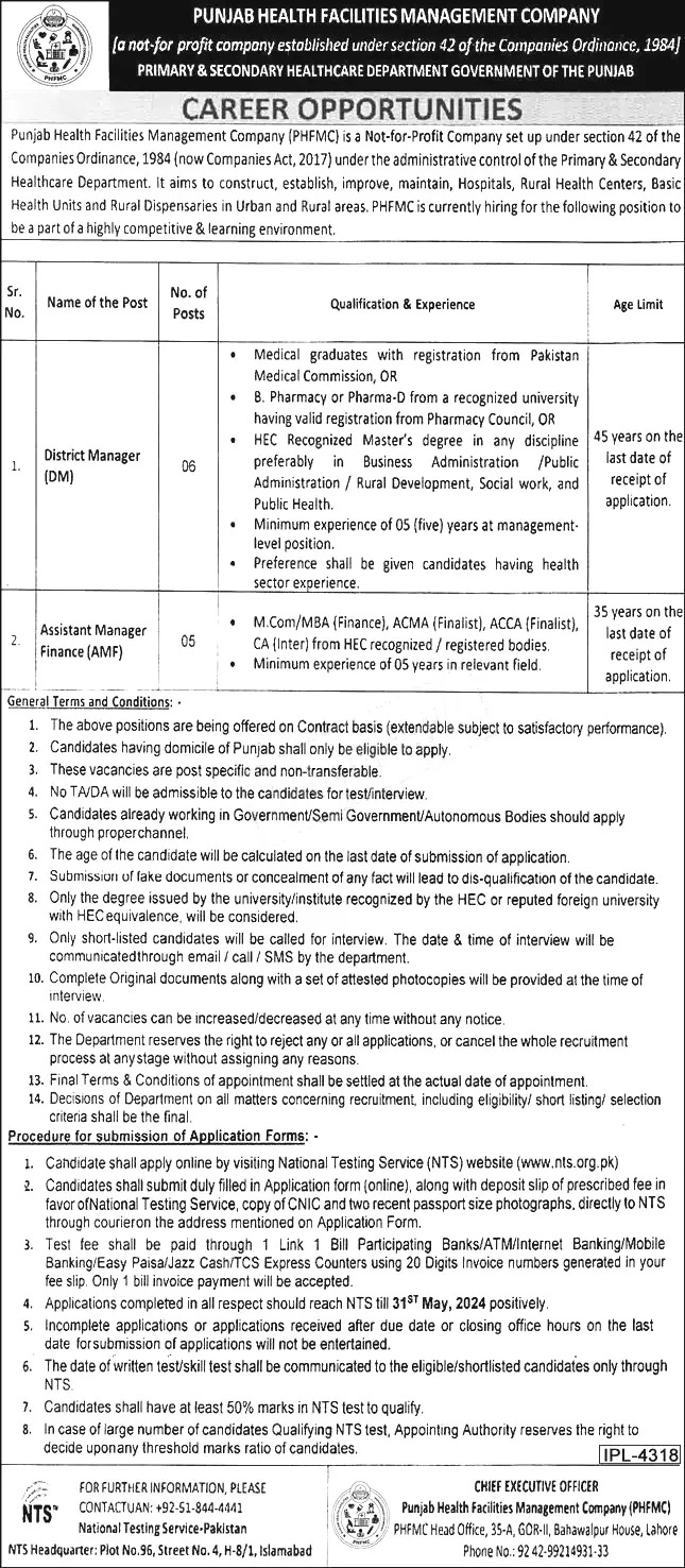 Primary & Secondary Healthcare Department Punjab Jobs 2024