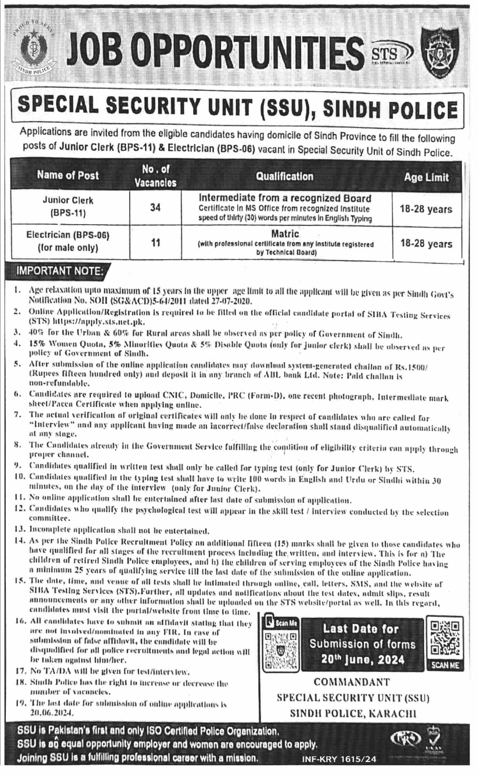 Special Security Unit Sindh Police Jobs 2024