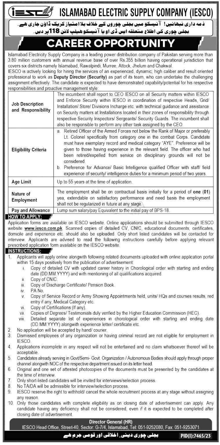 Islamabad Electric Supply Company Jobs 2024