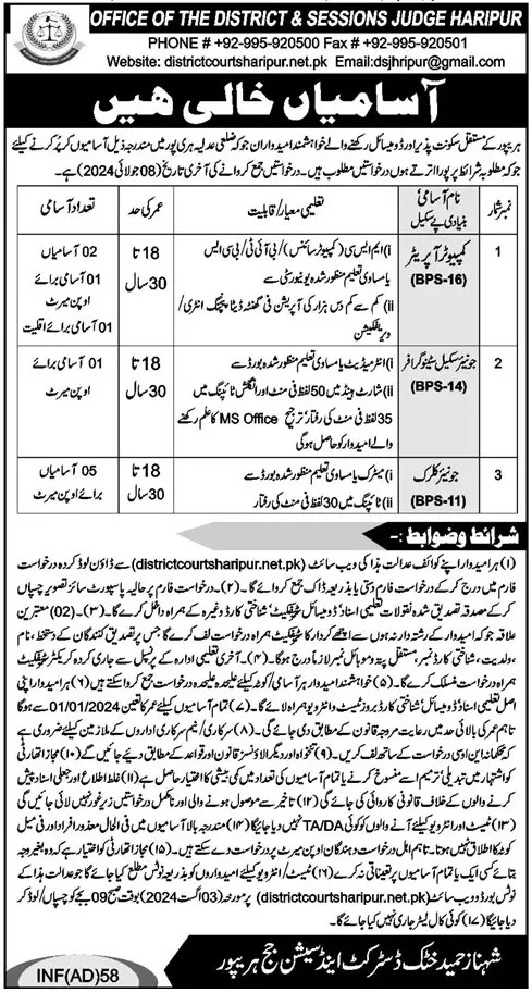 District and Session Court Jobs 2024