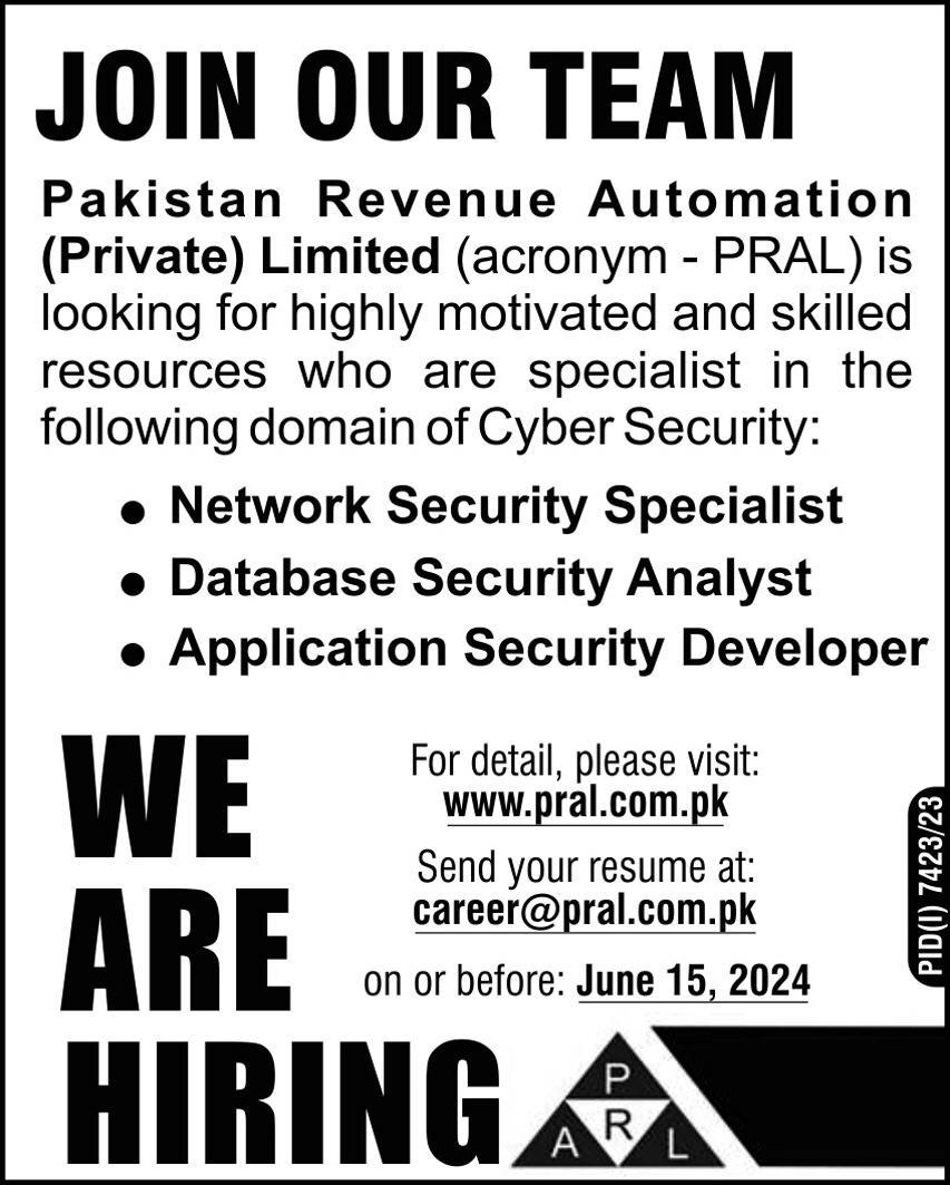 Pakistan Revenue Automation Jobs 2024