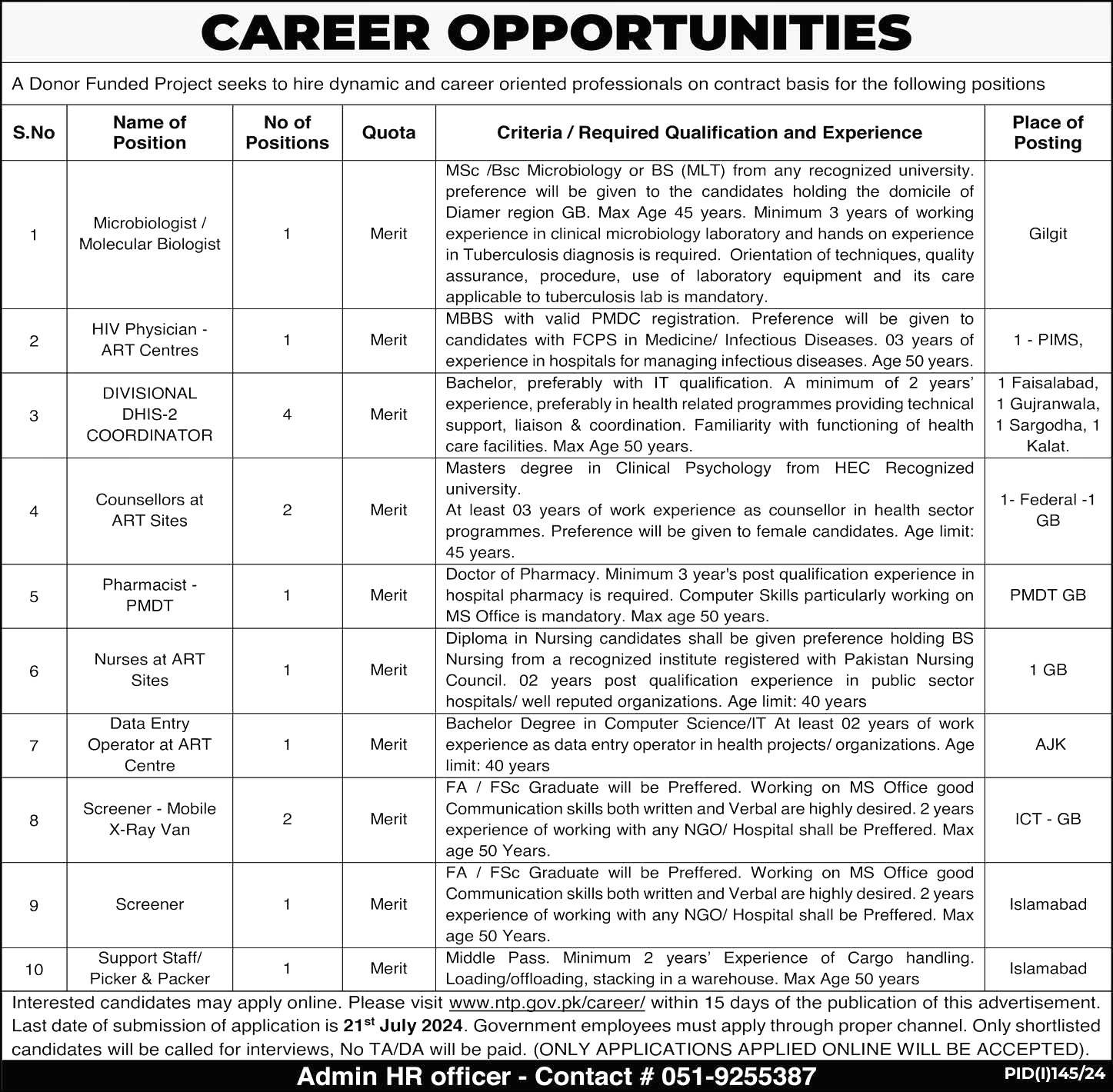 National TB Control Program Jobs 2024