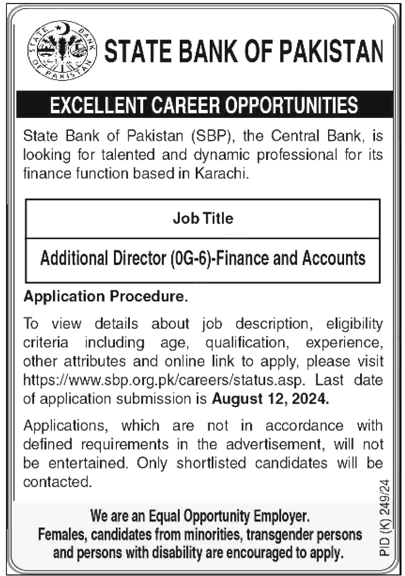 State Bank Of Pakistan Jobs 2024