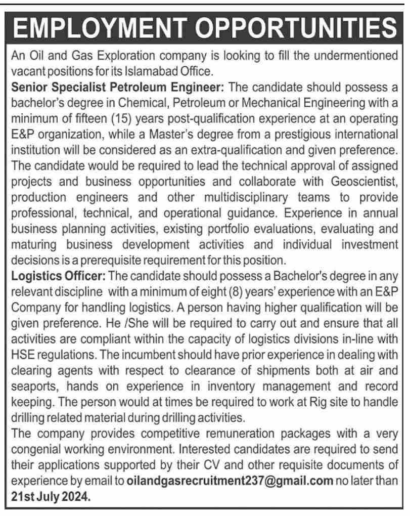 Oil And Gas Exploration Company Jobs 2024