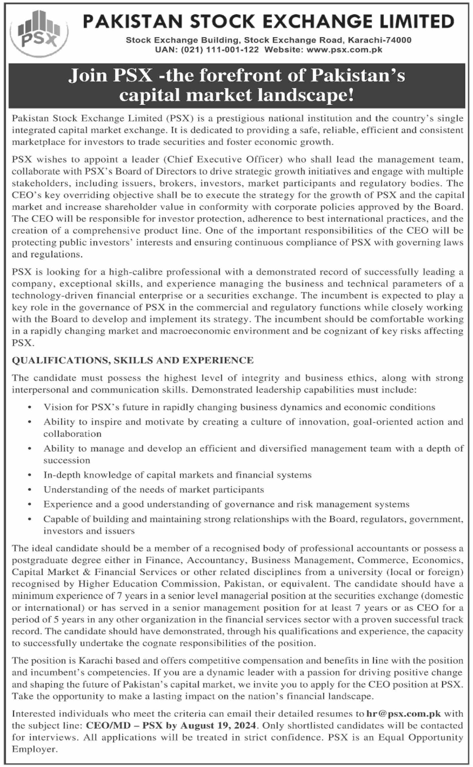 Stock Exchange Limited Jobs 2024