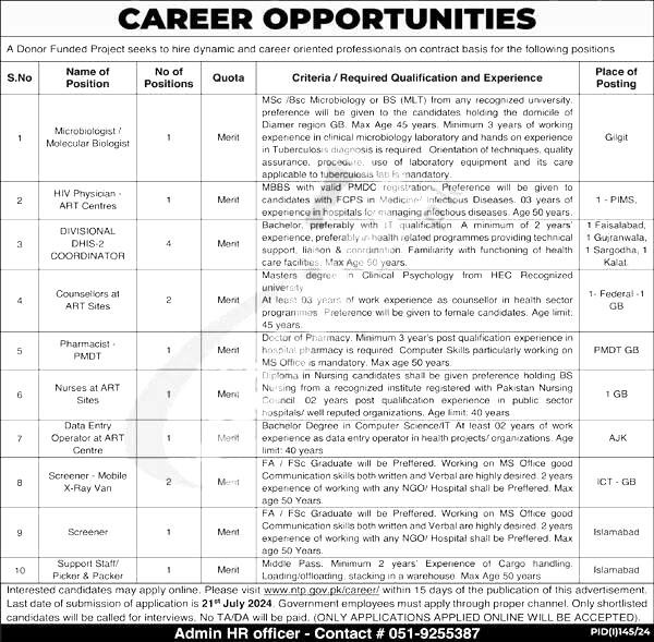 National TB Control Program Jobs 2024