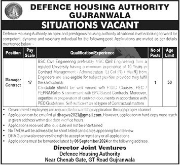 Defence Housing Authority Jobs 2024