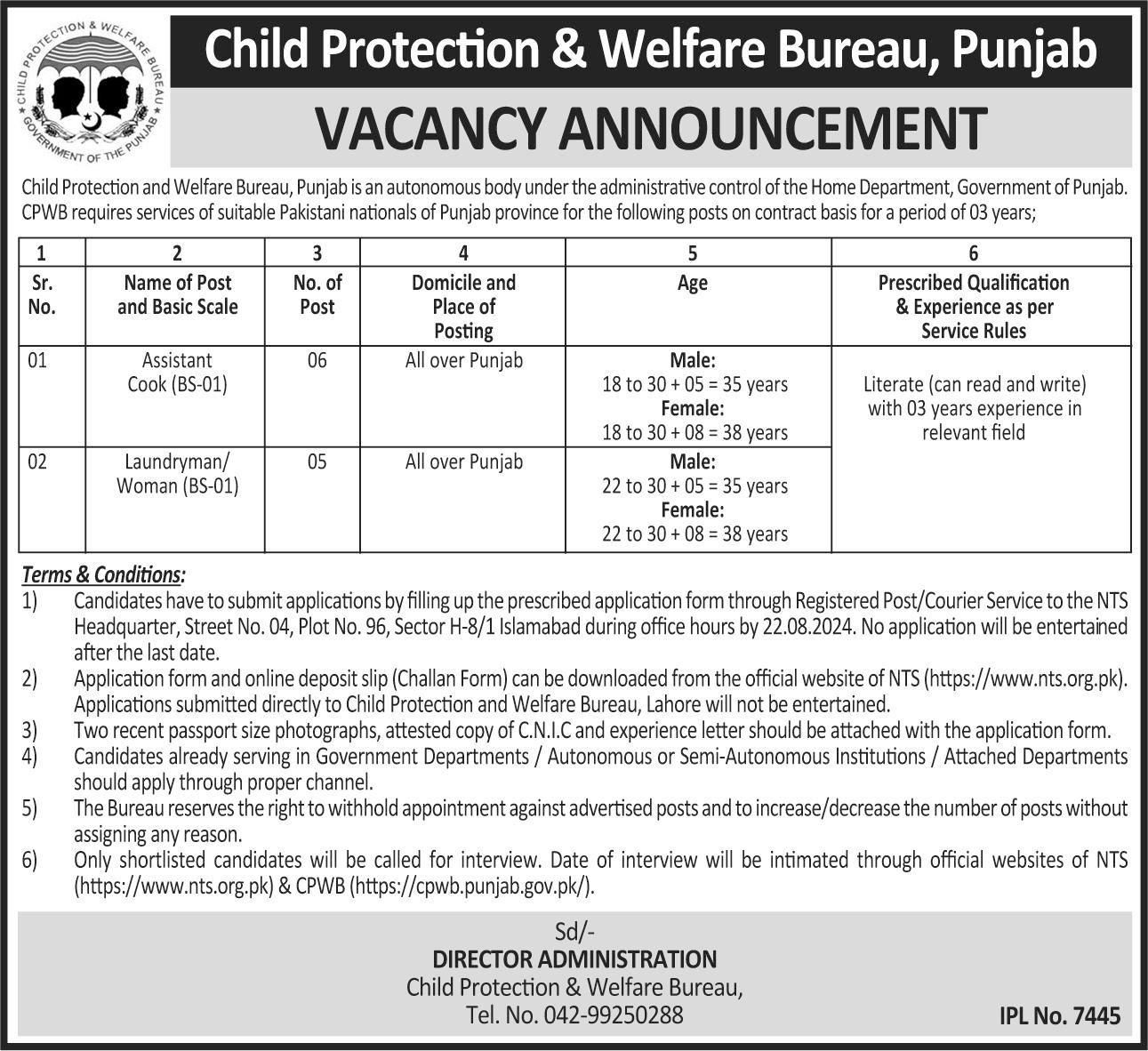 Child Protection & Welfare Bureau Jobs 2024