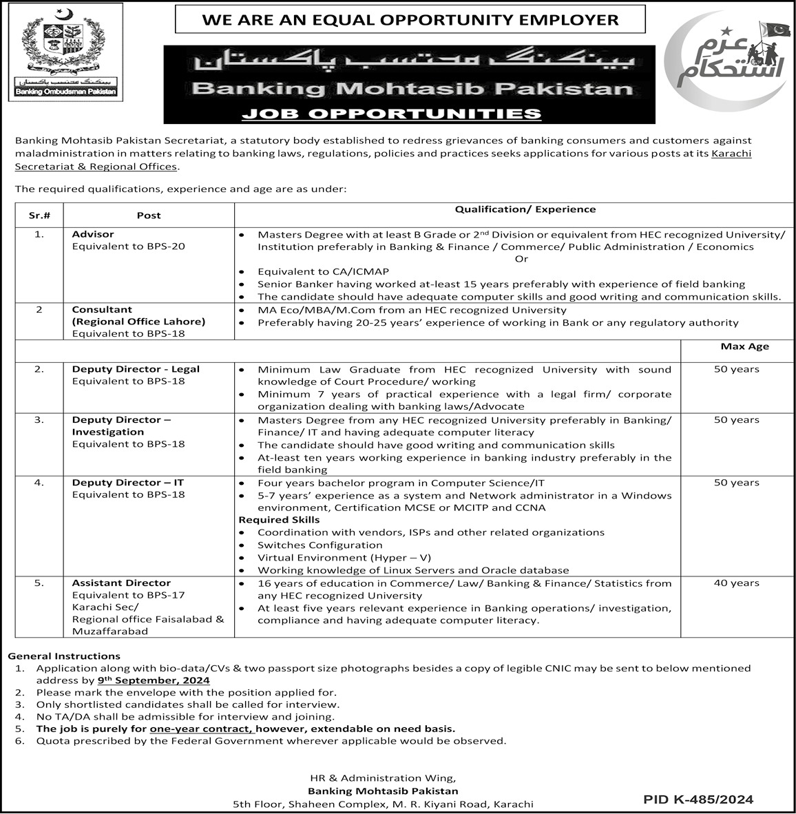 Banking Mohtasib Jobs 2024