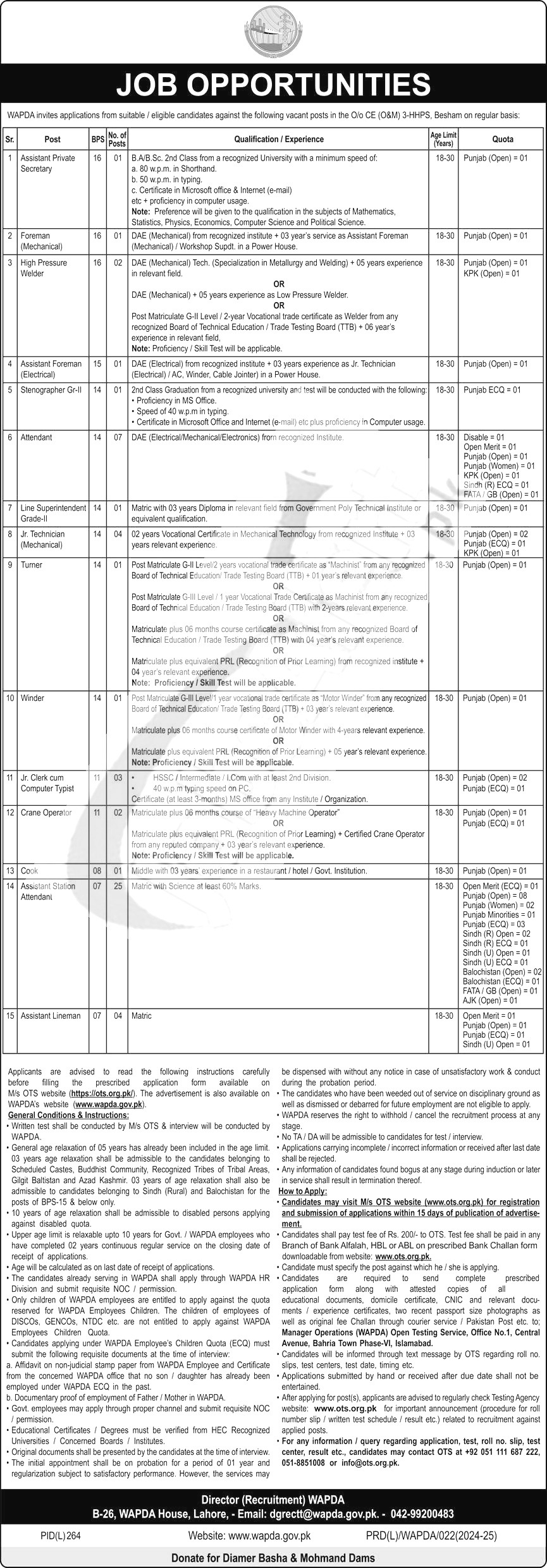 WAPDA Jobs 2024