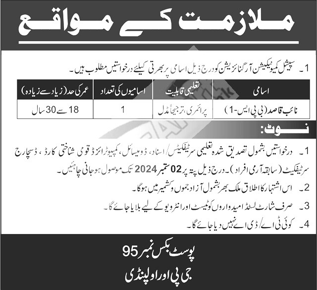 Pakistan Army Headquarters SCO Jobs 2024