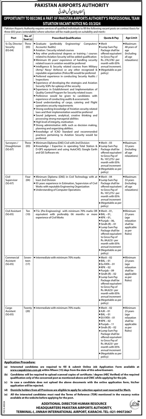 Pakistan Airports Authority Jobs 2024