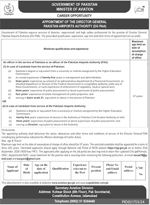 Ministry Of Aviation Jobs 2024