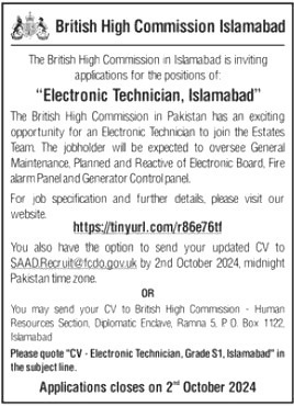 British High Commission Jobs 2024