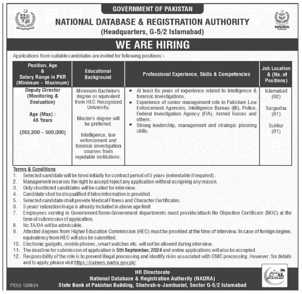 National Database & Registration Authority Jobs 2024