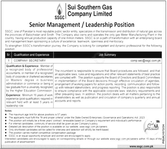 Sui Southern Gas Company Jobs 2024