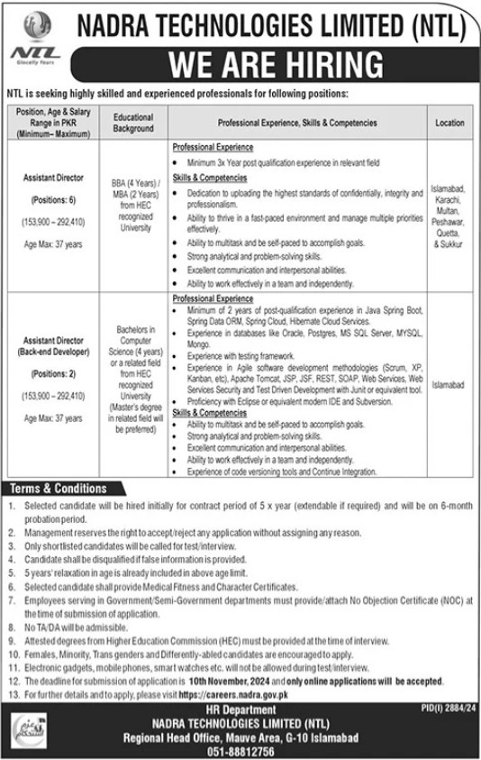 NADRA Technologies Jobs 2024