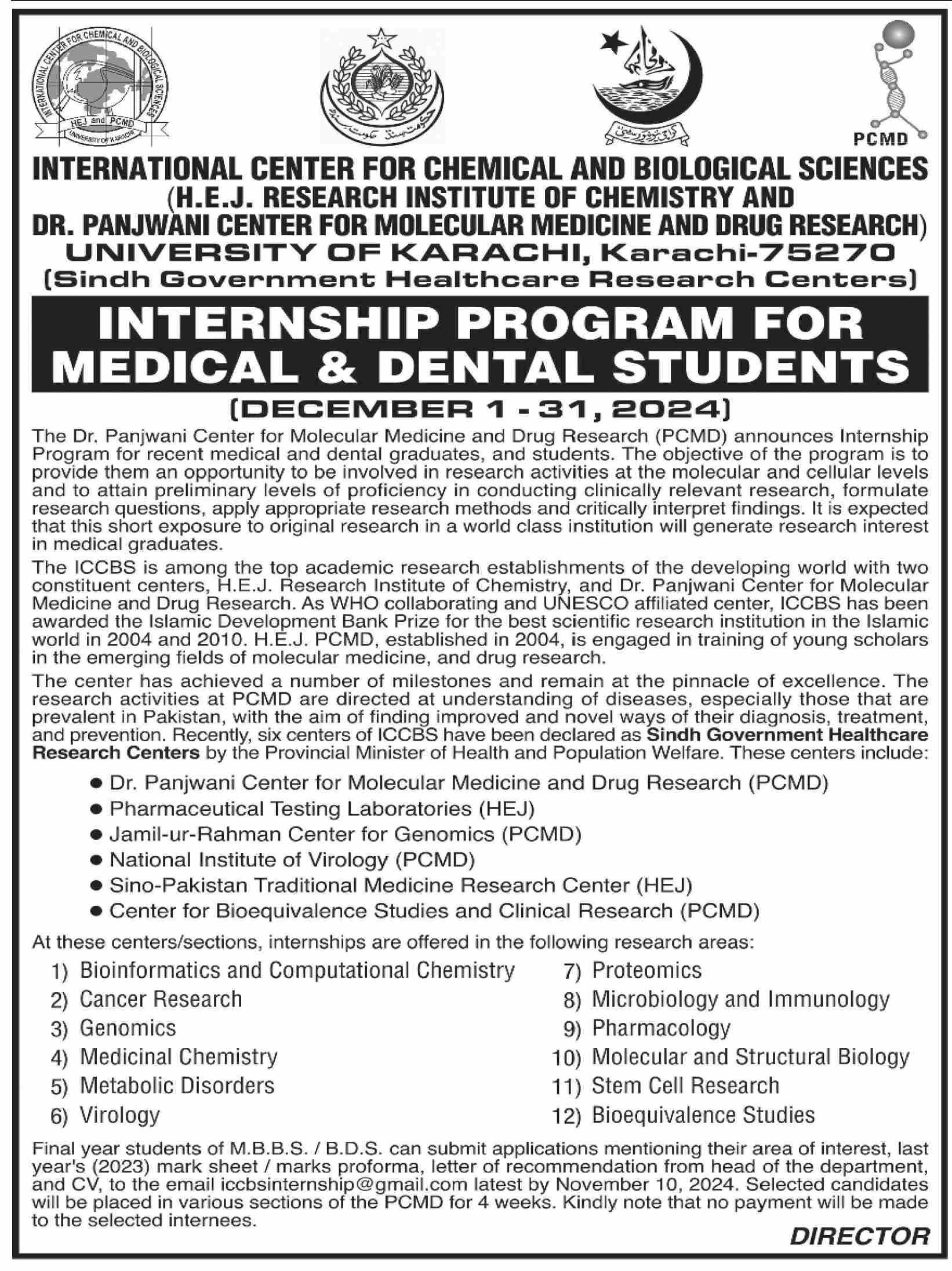 ICCBS University Jobs 2024