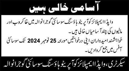 Wapda Employees Cooperative Housing Society Jobs 2024