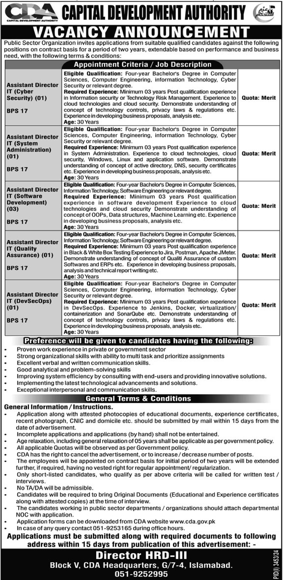 Capital Development Authority Jobs 2024