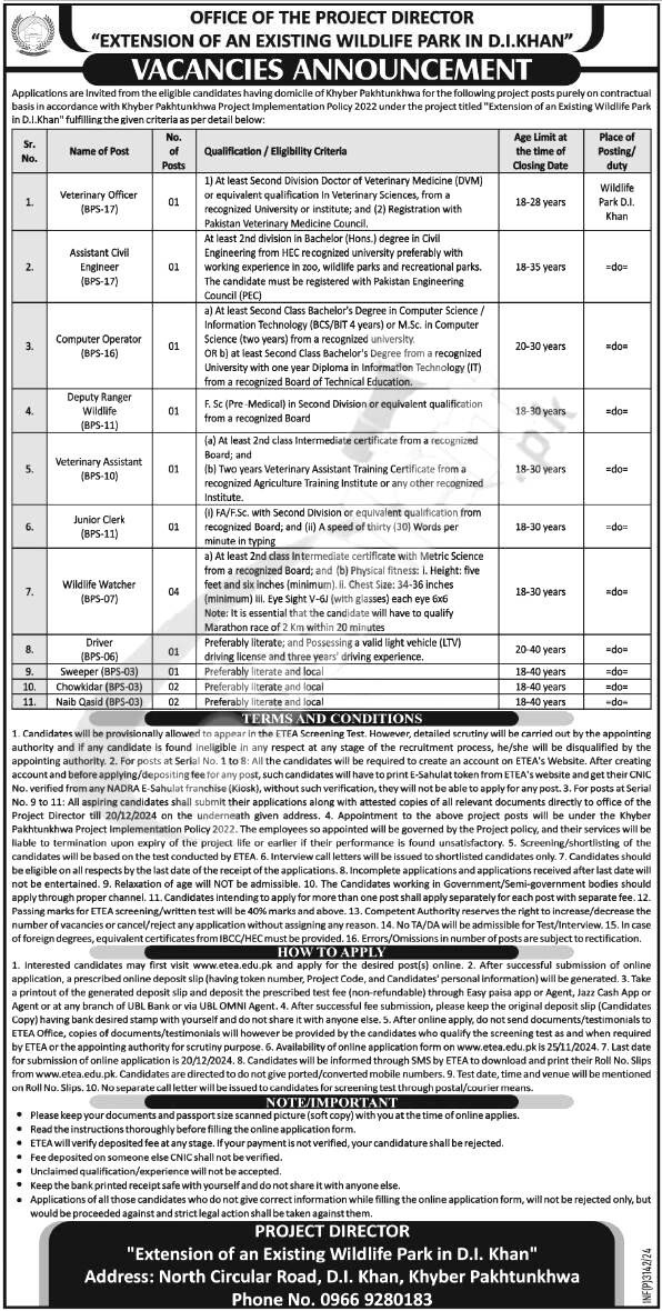 Wildlife Department Jobs 2024