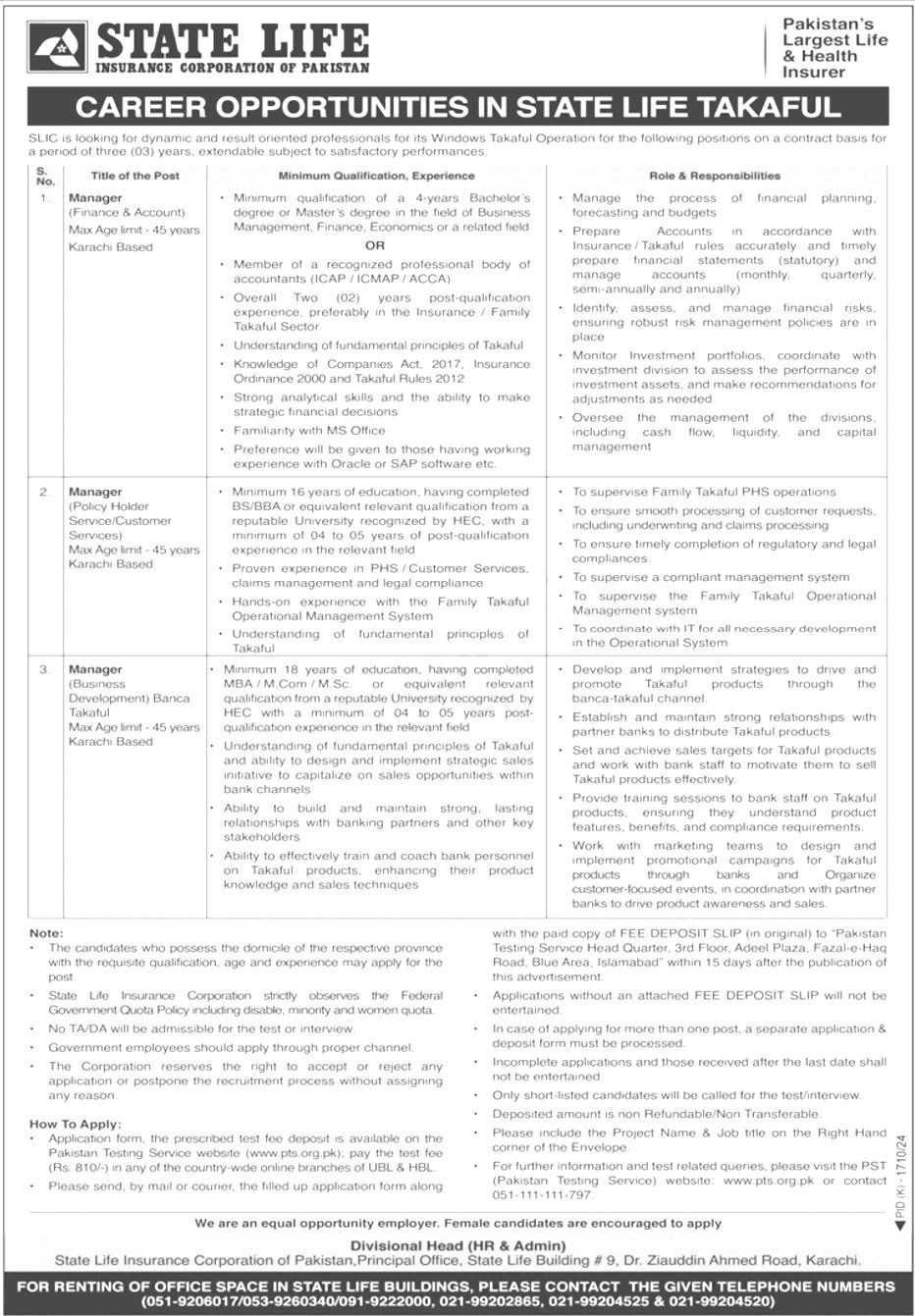 State Life Insurance Corporation Jobs 2024