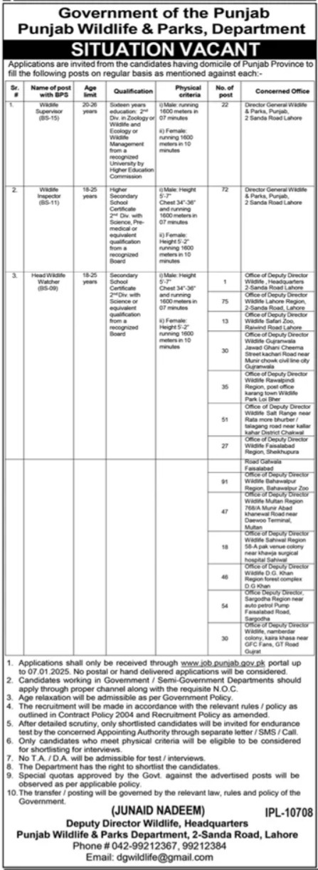 Wildlife & Parks Department Jobs 2025