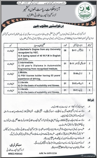 Transport Authority Jobs 2024